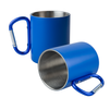 Steel mug 300 ml blue - carabiner handle, for engraving