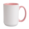 White mug 440 ml Combo - handle and inside pink