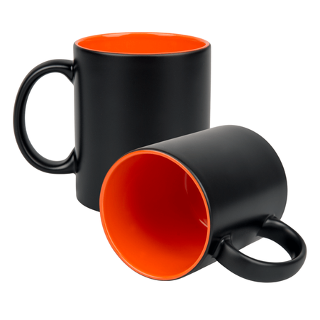 Engraving mug matte black - inner orange