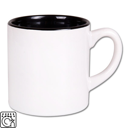 Mini white mug - black inside with cardboard box