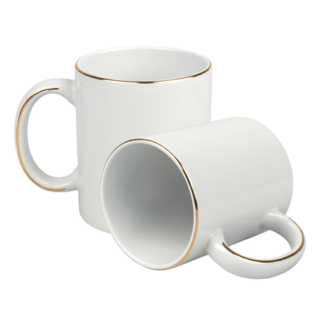 Mug white gold stripe on ear and rim carton 36 pcs.