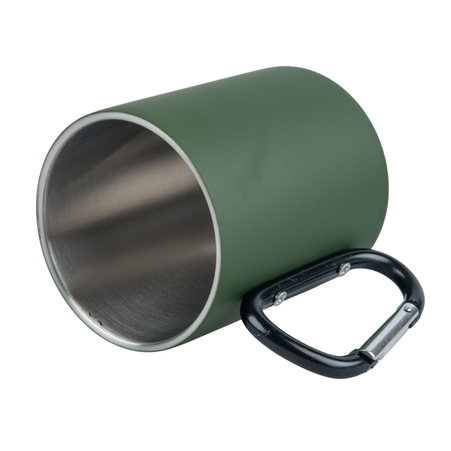 Kubek stalowy 300 ml zielony - uchwyt karabińczyk, do graweru