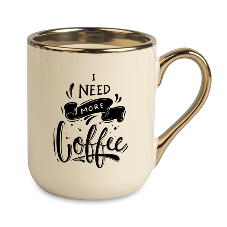 Elegant mug gold handle and rim - cream colored