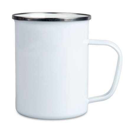 Steel mug - enameled 650 ml, silver rim carton 24 pcs