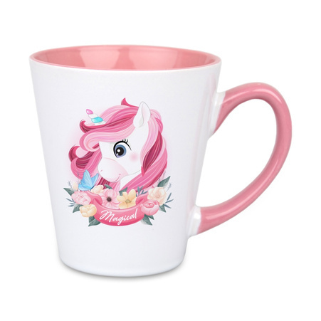 Small white latte mug - inner and ear pink carton 36 pcs.