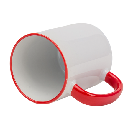 Mug white - handle red carton 36 pcs.
