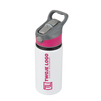 Aluminum 500 ml Active bottle white with pink stripe and mouthpiece