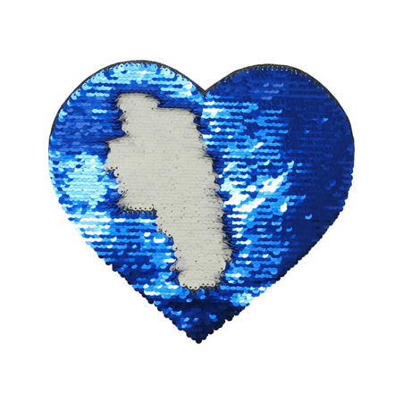 T-shirt sticker with sequins heart - blue/white