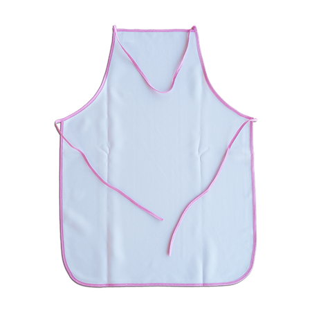 White apron - pink piping (set of 5pcs.)