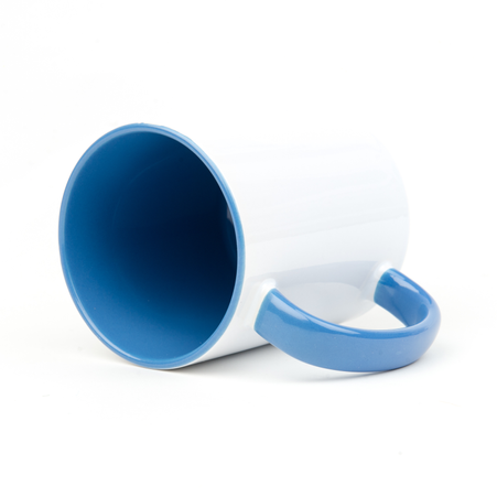 Combo white mug - blue Cambridge inside and handle