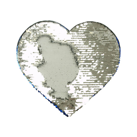 T-shirt sticker with sequins heart - silver/white
