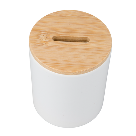 Moneybox white - bamboo lid