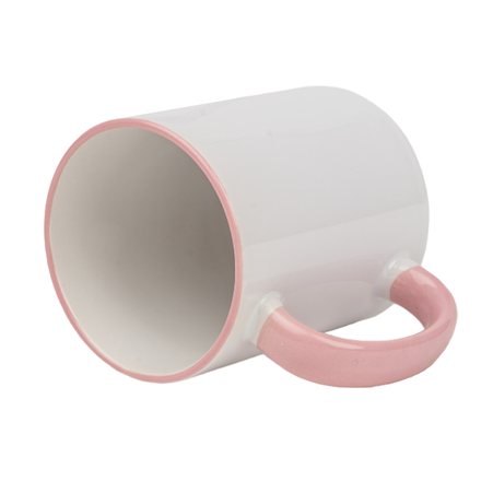 White mug - pink handle
