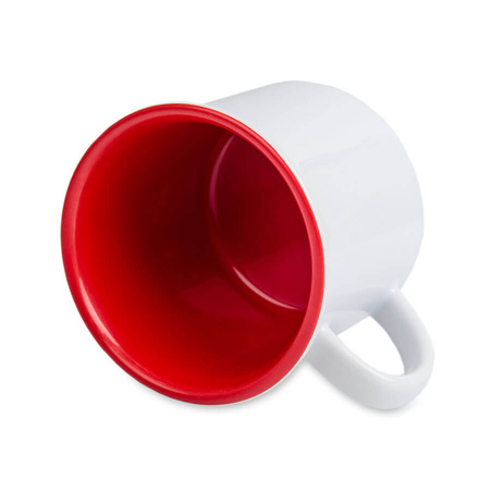 White mug 250 ml Camper inside red