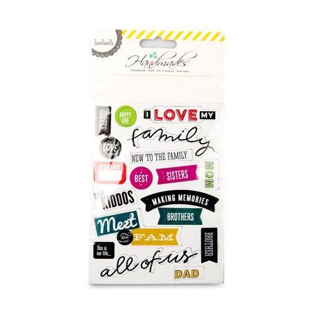 Spiral photo album large 20.2x20.2cm + decorative stickers words/triangles (4 pcs.)