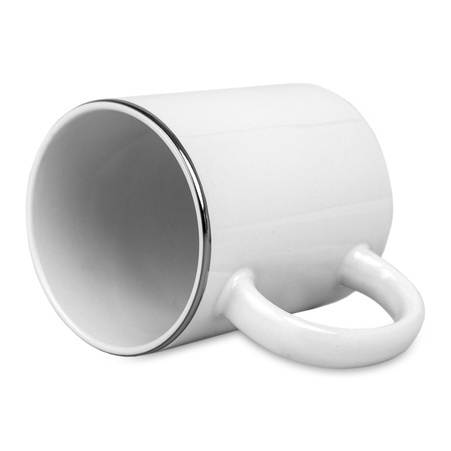White mug - silver rim carton 36 pcs.