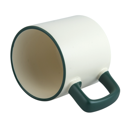 330 ml Cream mug matte green handle and rim
