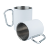 Steel mug 300 ml white - carabiner handle, for engraving set of 20 pcs.