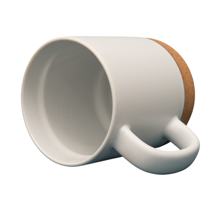 Mug 330ml with lid and cork bottom - white carton 36 pcs.
