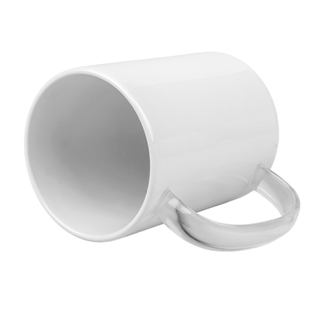 White mug 440 ml glass handle