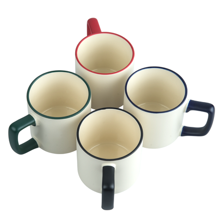 330 ml Cream mug matte red handle and rim