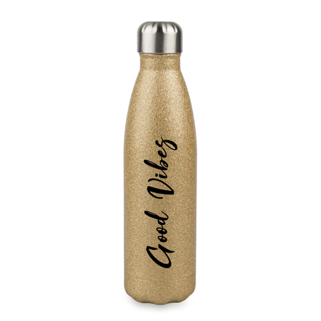 Steel Bowling Bottle 500ml gold glitter