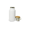 Steel thermo bottle 350 ml with bamboo cap - white