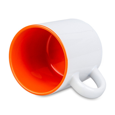 Mini white mug - inner orange with cardboard set of 24 pcs.