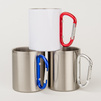 Steel mug 300 ml - red clasp - white