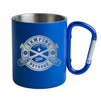 Steel mug 300 ml blue - carabiner handle, for engraving