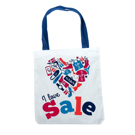 Shoulder bag white 36.5x33.5 cm - handle blue