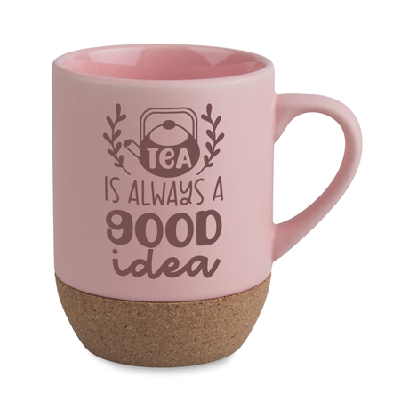 Kubek 250 ml matowy z korkowym spodem light kolor różowy karton 36 szt.