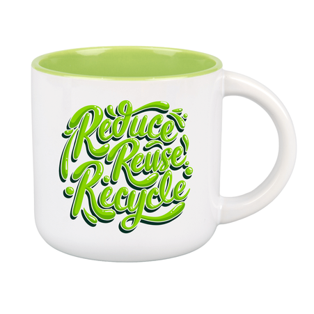 White mug 400 ml wide - light green inside