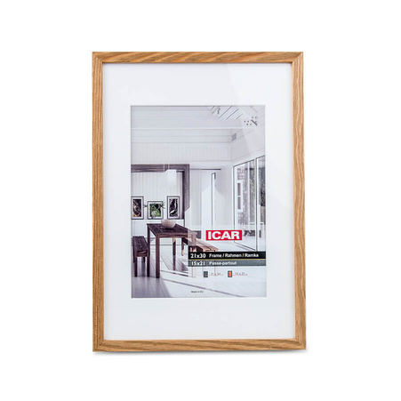 Wooden photo frame with passe-partout 21x30 - PiniaPAS00 - oak color