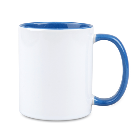 Combo SuperGlaze white mug - handle and inner blue Cambridge half pallet 432 pcs.