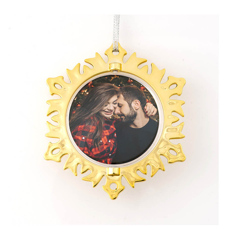 Ornament plastikowy na zdjęcie płatek śniegu - złoty