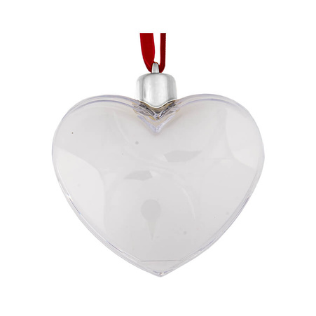 Heart-shaped plastic photo bauble - silver stopper (set of 24 pcs)