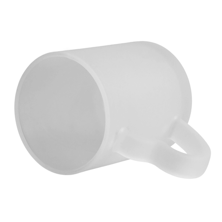 Glass mug frosted handle heart