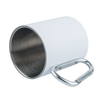 Steel mug 300 ml white - carabiner handle, for engraving