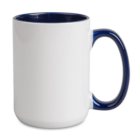White mug 440 ml Combo - handle and inside navy blue