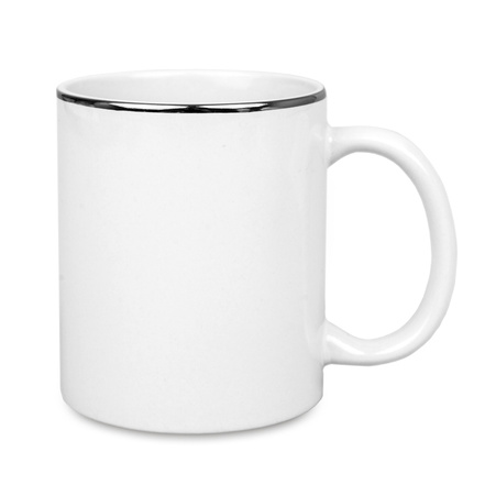 White mug - silver rim