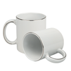 Mug white - silver stripe on handle and rim
