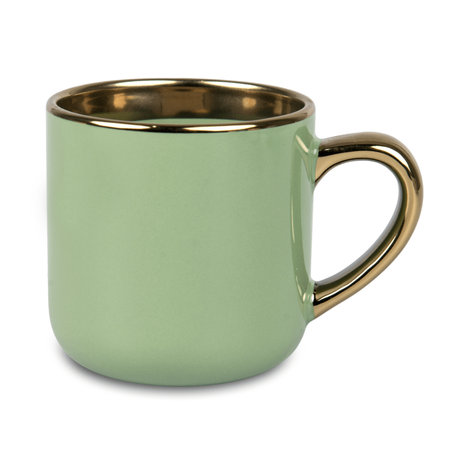 Kubek 400 ml Elegant szeroki , uchwyt i rant złoty - zielony