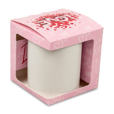 Decorative packaging for mugs with window - Love pattern