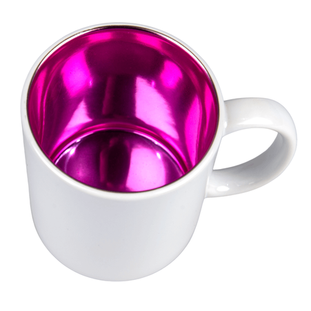 Mug white pink glossy inside