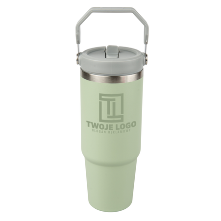 Trip 900 ml steel mug engraved/UV - light green