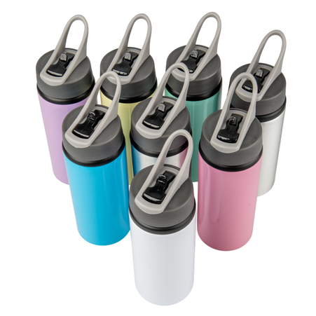 Active aluminum bottle with mouthpiece 650 ml - yellow