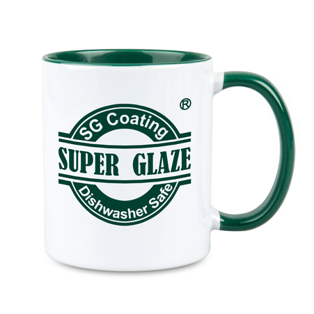 Combo SuperGlaze white mug - handle and inside green
