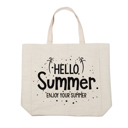 Linen shoulder bag wide 48x38 cm - light beige