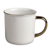 White Camper mug gold rim and handle